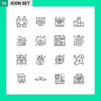 Modern Set of 16 Outlines and symbols such as farming agriculture management education first Editable Vector Design Elements