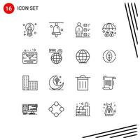 16 Outline concept for Websites Mobile and Apps internet umbrella abilities money professional Editable Vector Design Elements