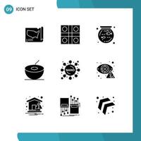 9 Creative Icons Modern Signs and Symbols of crime experiment sports chemistry coconut Editable Vector Design Elements