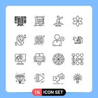 16 Line Black Icon Pack Outline Symbols for Mobile Apps isolated on white background 16 Icons Set Creative Black Icon vector background