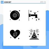 Modern 4 solid style icons Glyph Symbols for general use Creative Solid Icon Sign Isolated on White Background 4 Icons Pack Creative Black Icon vector background