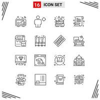 16 Icons Line Style Grid Based Creative Outline Symbols for Website Design Simple Line Icon Signs Isolated on White Background 16 Icon Set Creative Black Icon vector background