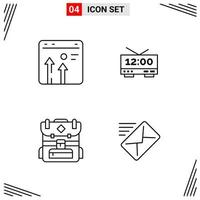 4 Icons Line Style Grid Based Creative Outline Symbols for Website Design Simple Line Icon Signs Isolated on White Background 4 Icon Set Creative Black Icon vector background