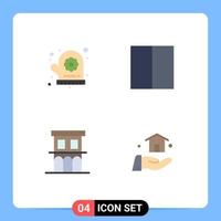 Group of 4 Flat Icons Signs and Symbols for oven mitt house grid workspace residence Editable Vector Design Elements