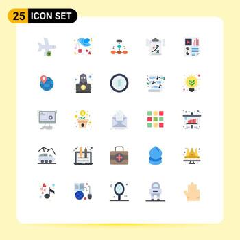 User Interface Pack of 25 Basic Flat Colors of clipboard structure letter scheme business Editable Vector Design Elements