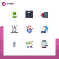 Pack of 9 Modern Flat Colors Signs and Symbols for Web Print Media such as location sticks door spa incense Editable Vector Design Elements