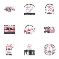 Happy Fathers Day 9 Black and Pink Vector Element Set Ribbons and Labels Editable Vector Design Elements