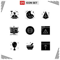 9 Icons Solid Style Grid Based Creative Glyph Symbols for Website Design Simple Solid Icon Signs Isolated on White Background 9 Icon Set Creative Black Icon vector background