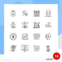 paquete de iconos vectoriales de stock de 16 signos y símbolos de línea para flores directas capas de ramo web elementos de diseño vectorial editables vector