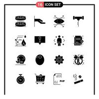 conjunto de 16 iconos de estilo sólido para web y símbolos de glifos móviles para imprimir signos de iconos sólidos aislados en fondo blanco 16 conjunto de iconos fondo de vector de icono negro creativo