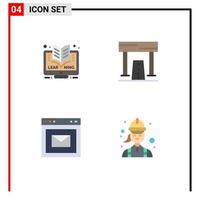 4 Thematic Vector Flat Icons and Editable Symbols of online browser online finish webpage Editable Vector Design Elements