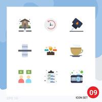 9 Thematic Vector Flat Colors and Editable Symbols of squard user engine team gear Editable Vector Design Elements