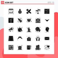 Collection of 25 Vector Icons in solid style Modern Glyph Symbols for Web and Mobile Solid Icon Sign Isolated on White Background 25 Icons Creative Black Icon vector background