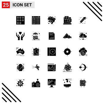 conjunto de 25 iconos de interfaz de usuario modernos signos de símbolos para el desarrollo de scripts de sitios web de fuegos artificiales elementos de diseño de vectores editables