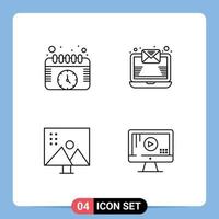 paquete de 4 signos y símbolos de colores planos de línea de relleno modernos para medios de impresión web como calendario modificar fotografías ver boletines retocar fotos elementos de diseño de vectores editables