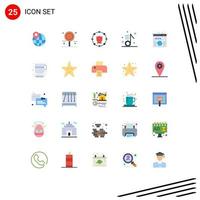 Group of 25 Flat Colors Signs and Symbols for address note computing musical audio Editable Vector Design Elements