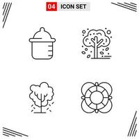 4 Icons Line Style Grid Based Creative Outline Symbols for Website Design Simple Line Icon Signs Isolated on White Background 4 Icon Set Creative Black Icon vector background