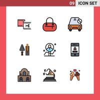 Universal Icon Symbols Group of 9 Modern Filledline Flat Colors of user masonry disabled construction trowel Editable Vector Design Elements