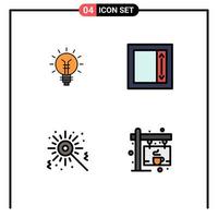 Set of 4 Modern UI Icons Symbols Signs for lightbulb bengal idea field birthday Editable Vector Design Elements