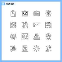 Stock Vector Icon Pack of 16 Line Signs and Symbols for music box design geometric employee Editable Vector Design Elements