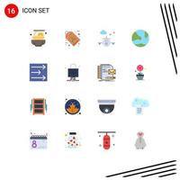 Modern Set of 16 Flat Colors Pictograph of weather social holiday online develop Editable Pack of Creative Vector Design Elements