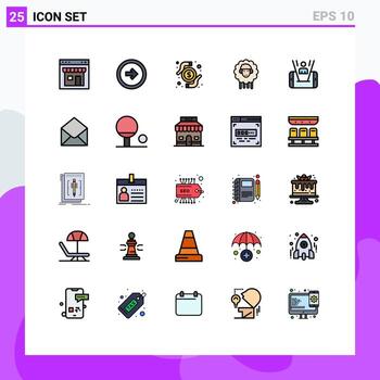 25 Filled line Flat Color concept for Websites Mobile and Apps spring lamb user interface easter transaction Editable Vector Design Elements