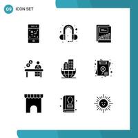 Stock Vector Icon Pack of 9 Line Signs and Symbols for architecture reception chart office business Editable Vector Design Elements