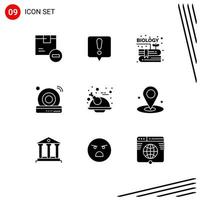 Set of 9 Commercial Solid Glyphs pack for thanksgiving internet book wifi cd Editable Vector Design Elements