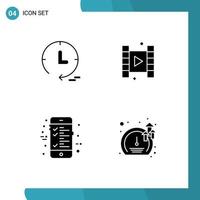 4 Creative Icons Modern Signs and Symbols of marketing meter video bill speed Editable Vector Design Elements