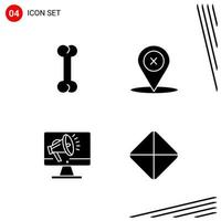 Collection of 4 Vector Icons in solid style Pixle Perfect Glyph Symbols for Web and Mobile Solid Icon Signs on White Background 4 Icons Creative Black Icon vector background