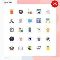 Mobile Interface Flat Color Set of 25 Pictograms of health clinical bottle education monitor Editable Vector Design Elements