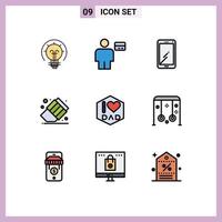 Universal Icon Symbols Group of 9 Modern Filledline Flat Colors of dad education debit back to school huawei Editable Vector Design Elements