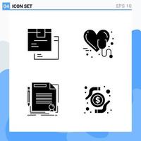 Modern 4 solid style icons Glyph Symbols for general use Creative Solid Icon Sign Isolated on White Background 4 Icons Pack Creative Black Icon vector background