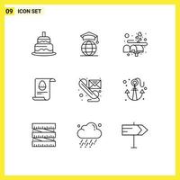 Universal Icon Symbols Group of 9 Modern Outlines of message egg box aester file Editable Vector Design Elements