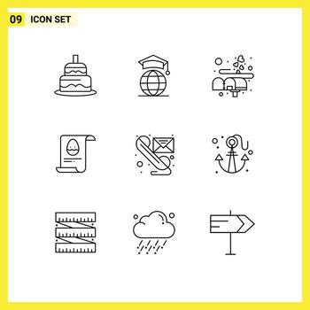 Universal Icon Symbols Group of 9 Modern Outlines of message egg box aester file Editable Vector Design Elements