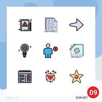9 User Interface Filledline Flat Color Pack of modern Signs and Symbols of avatar chemistry programming cell biochemistry Editable Vector Design Elements
