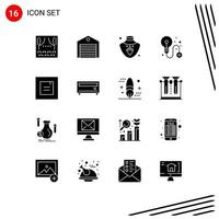 Pictogram Set of 16 Simple Solid Glyphs of window layout shipping process business Editable Vector Design Elements