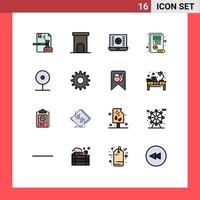 Universal Icon Symbols Group of 16 Modern Flat Color Filled Lines of tax document property watch video play button Editable Creative Vector Design Elements