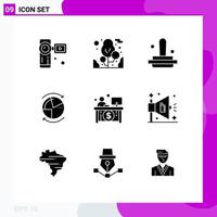 9 iconos creativos signos y símbolos modernos de economía servidor finanzas red base de datos elementos de diseño vectorial editables vector