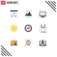 Set of 9 Modern UI Icons Symbols Signs for link right flask circle test tube Editable Vector Design Elements