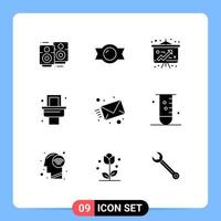 Set of 9 Modern UI Icons Symbols Signs for biology message money mail room Editable Vector Design Elements