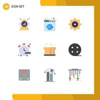 Universal Icon Symbols Group of 9 Modern Flat Colors of watch hobbies wide timer drink Editable Vector Design Elements