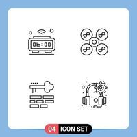Universal Icon Symbols Group of 4 Modern Filledline Flat Colors of alarm key iot fly layout Editable Vector Design Elements