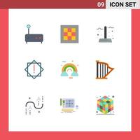 User Interface Pack of 9 Basic Flat Colors of cloud warning autumn virus season Editable Vector Design Elements