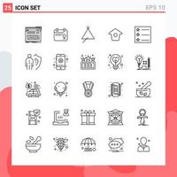 Collection of 25 Vector Icons in Line style Modern Outline Symbols for Web and Mobile Line Icon Sign Isolated on White Background 25 Icons Creative Black Icon vector background