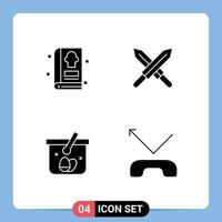 Solid Glyph Pack of Universal Symbols of book egg kitchen swoeds call Editable Vector Design Elements
