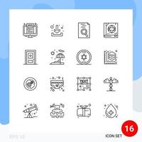 Stock Vector Icon Pack of 16 Line Signs and Symbols for door build resume building magic Editable Vector Design Elements