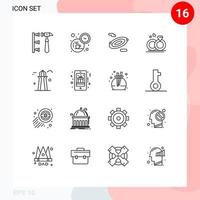 Pictogram Set of 16 Simple Outlines of canada tower canada rotation love merraige Editable Vector Design Elements