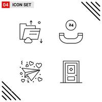 conjunto perfecto de píxeles de 4 iconos de línea conjunto de iconos de esquema para el diseño de sitios web y la interfaz de aplicaciones móviles fondo de vector de icono negro creativo