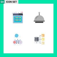 4 iconos planos universales establecidos para aplicaciones web y móviles comprar juegos compra campana multijugador elementos de diseño vectorial editables vector